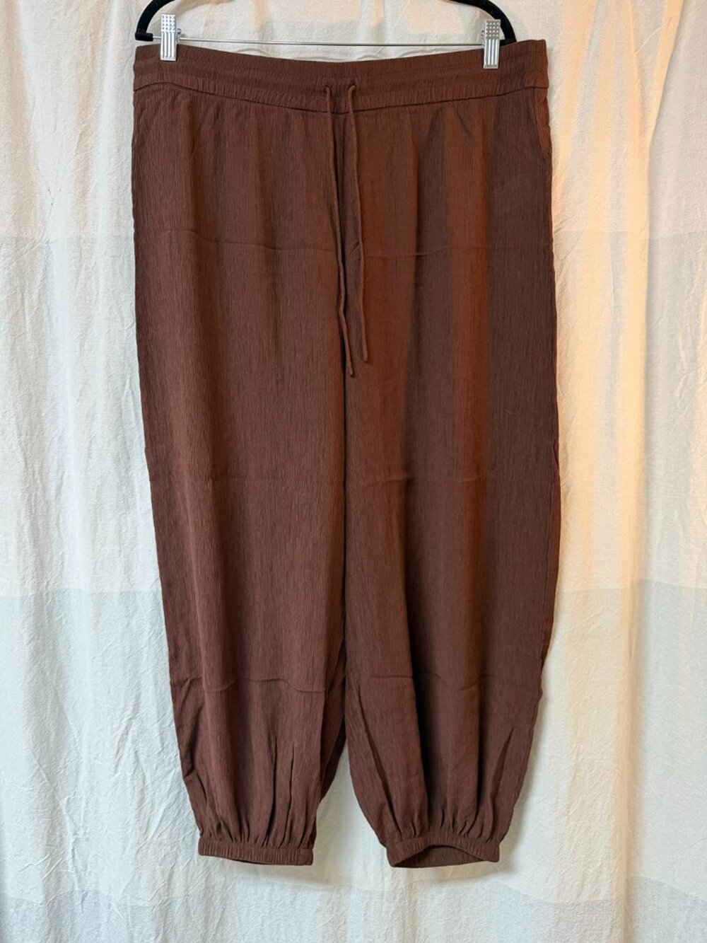 High-Waisted Sheer Crinkle Crepe Harem Pants